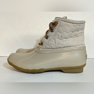 Sperry Saltwater Chevron Ivory Quilted Duck Boots STS84370 - Ivory - Women's 7.5